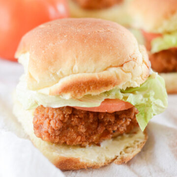 crispy chicken slider on a white surface