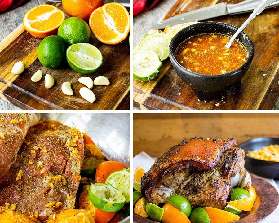 a photo collage with four photos showing the recipe process. 