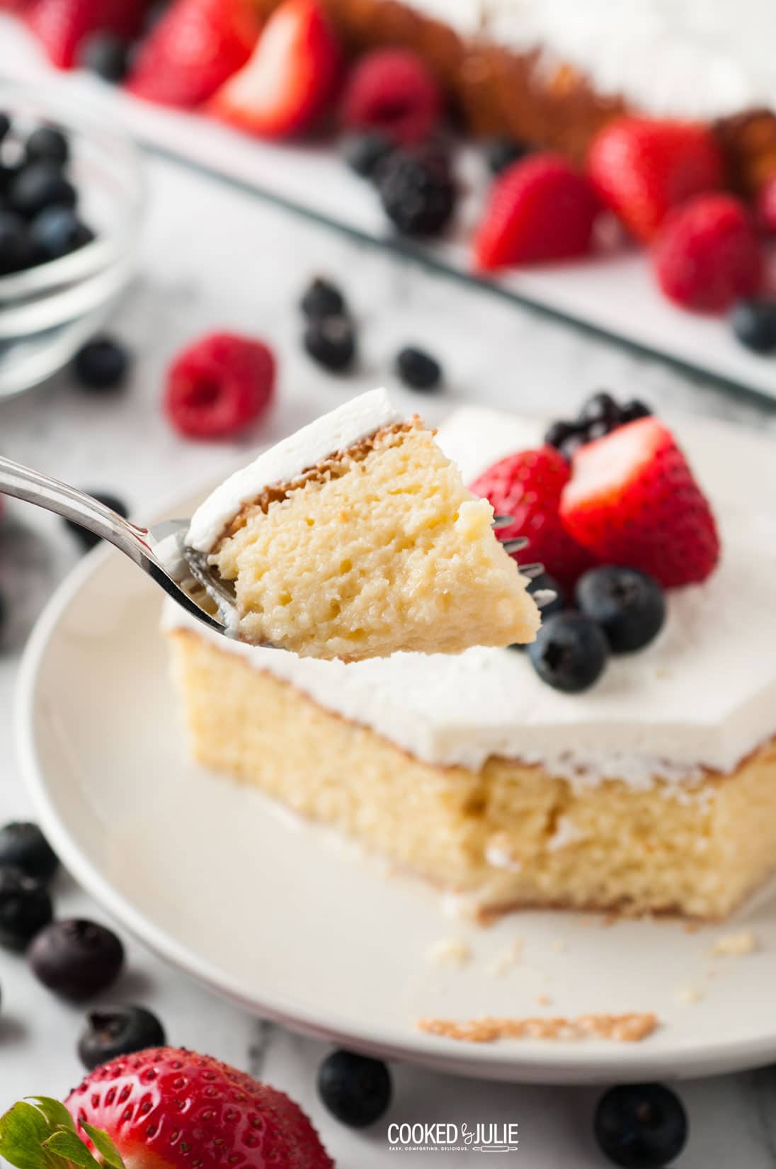 a small serving of cake on a fork 