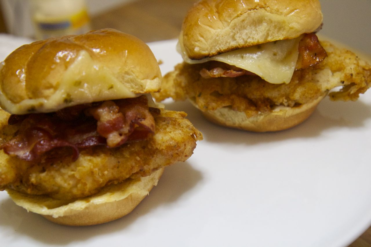 These mini crispy chicken sandwich sliders are the perfect size for a party appetizer.
