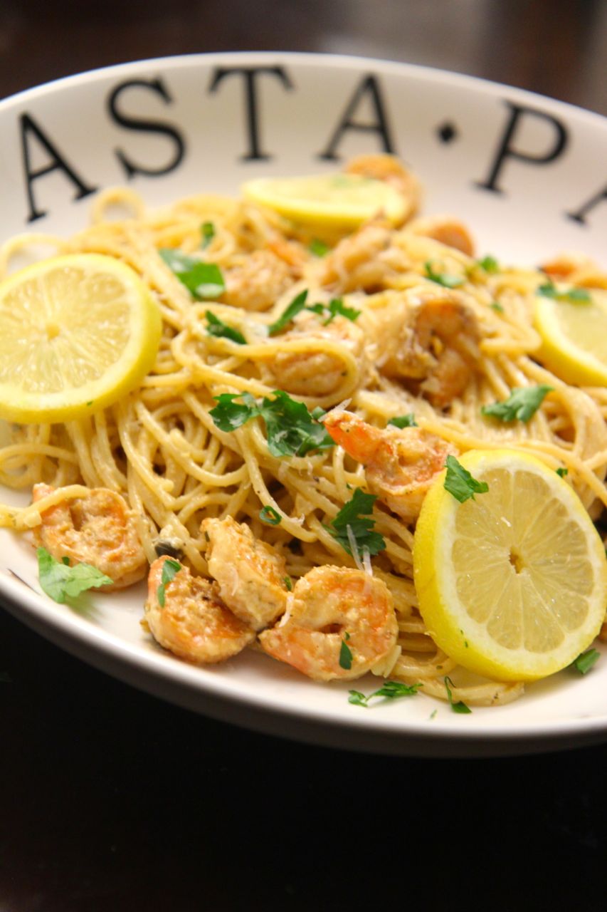 This creamy lemon garlic pasta with shrimp is the perfect at-home date night meal. 