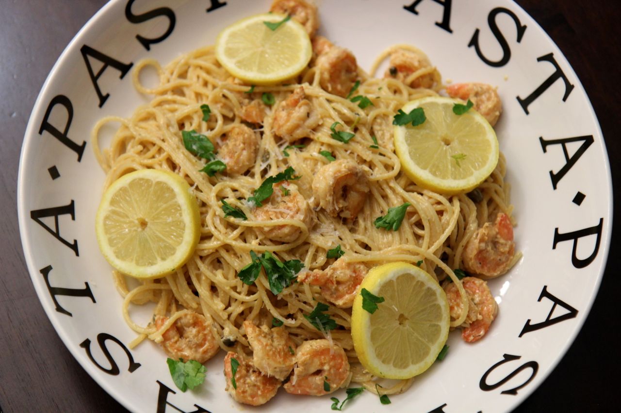 Creamy Lemon Shrimp Pasta | Cooked by Julie