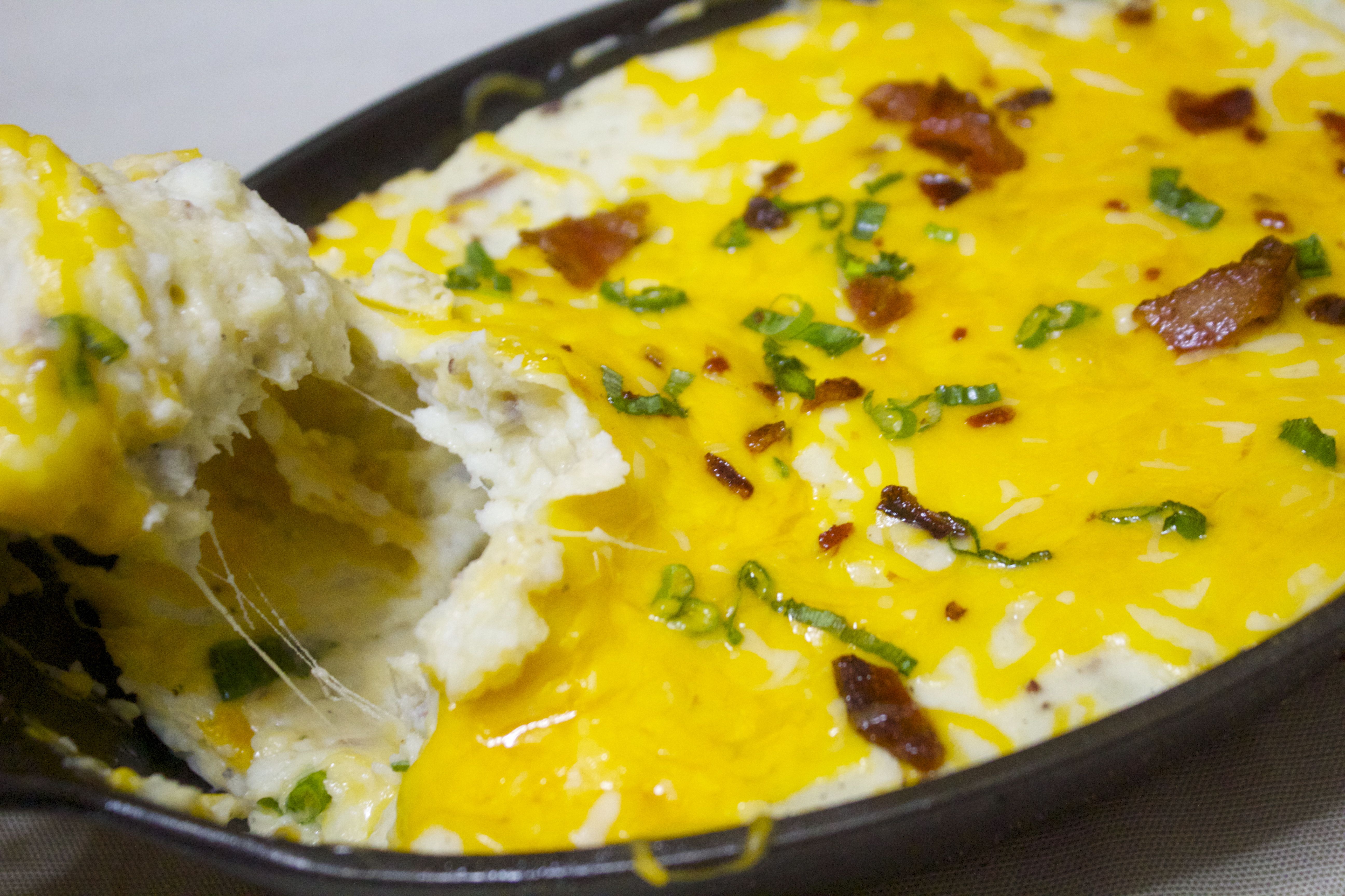 cheese loaded mashed potatoes stuffed with bacon