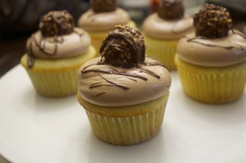 Nutella cupcakes with chocolate candies on top