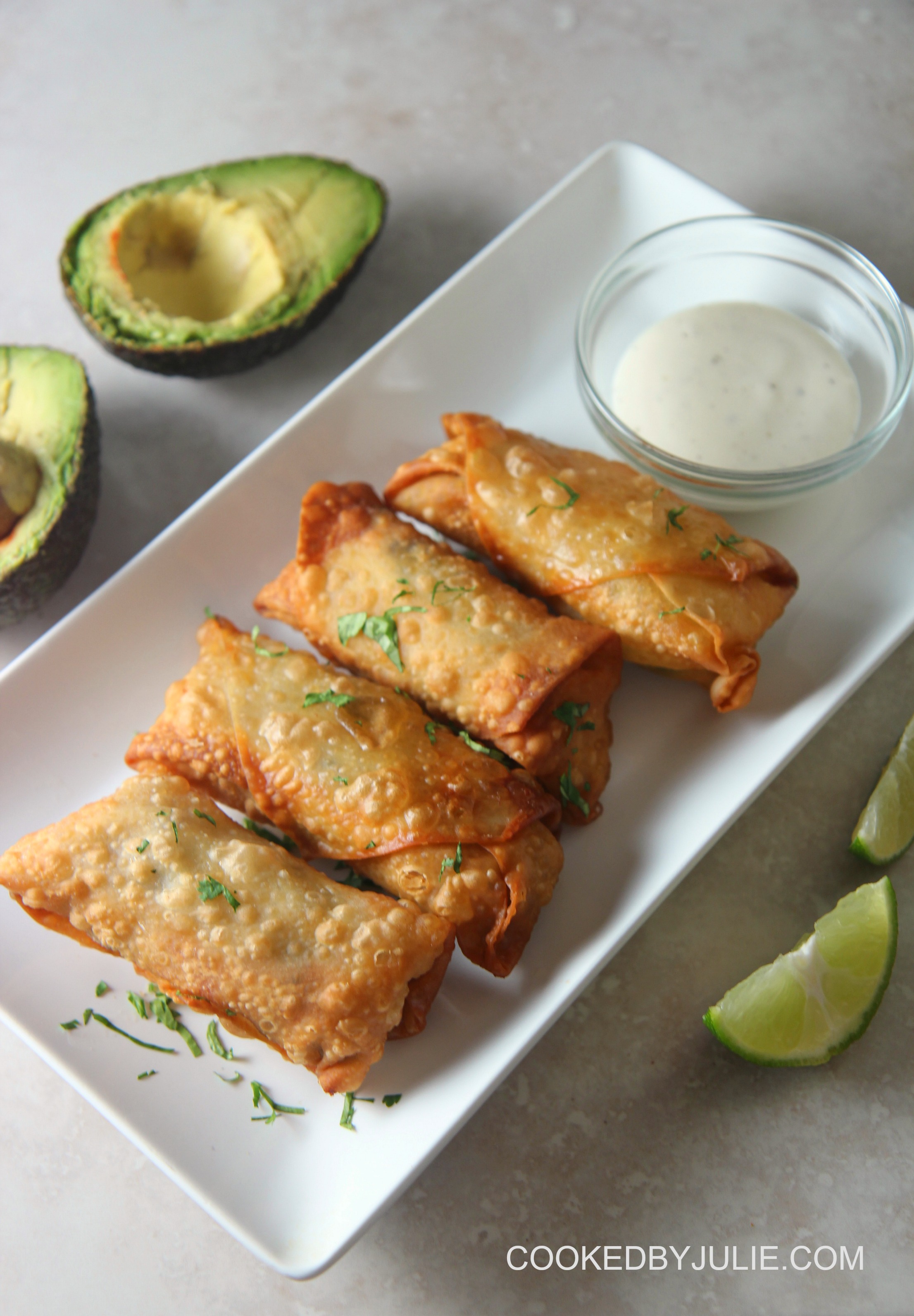 These chicken avocado egg rolls make for the perfect appetizer or game-day finger food. 