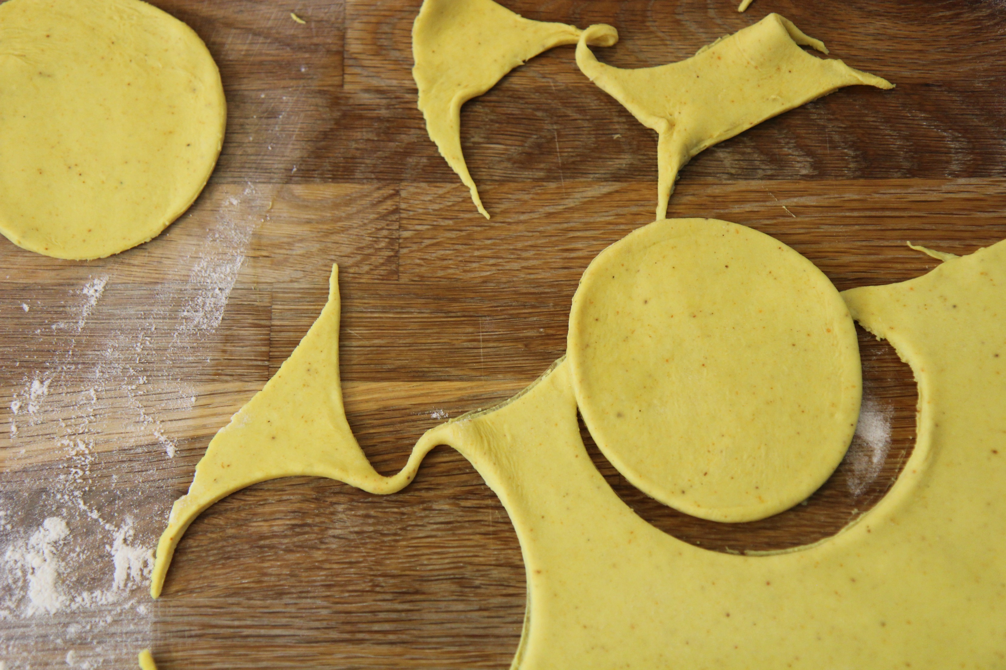 disc cutouts of the yellow dough.