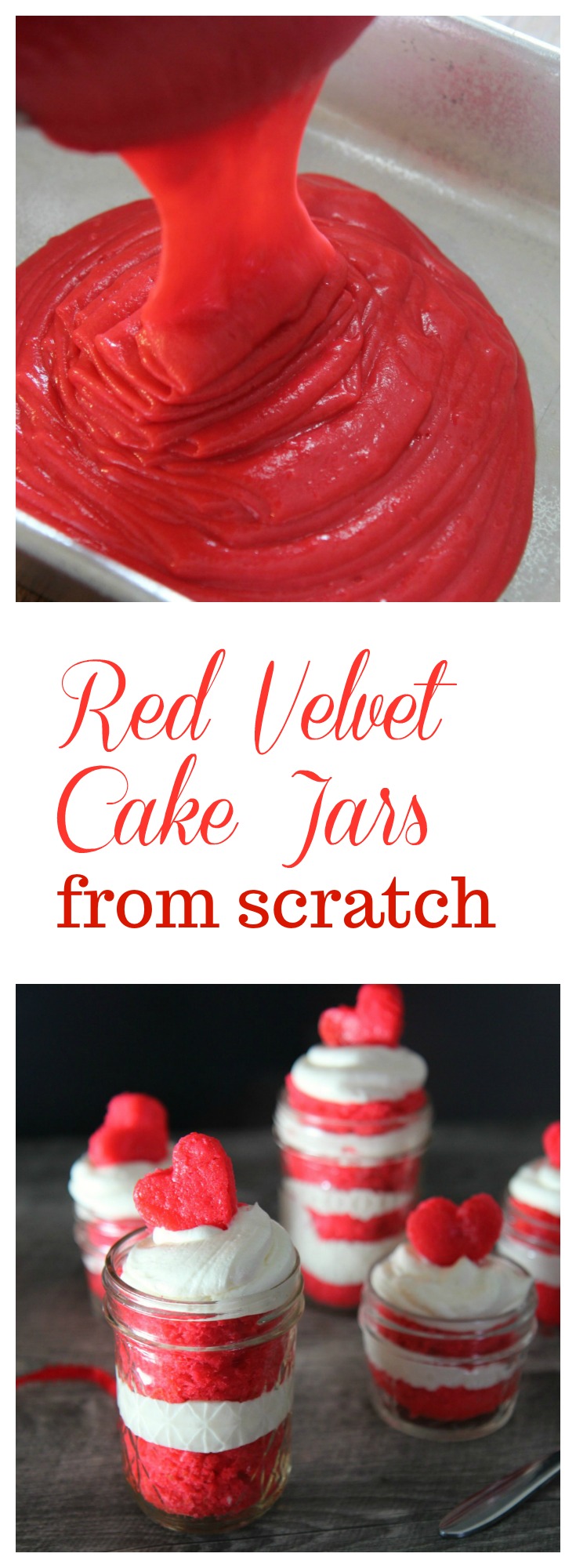 Learn how to make these Red Velvet Cake Jars from scratch at CookedbyJulie.com