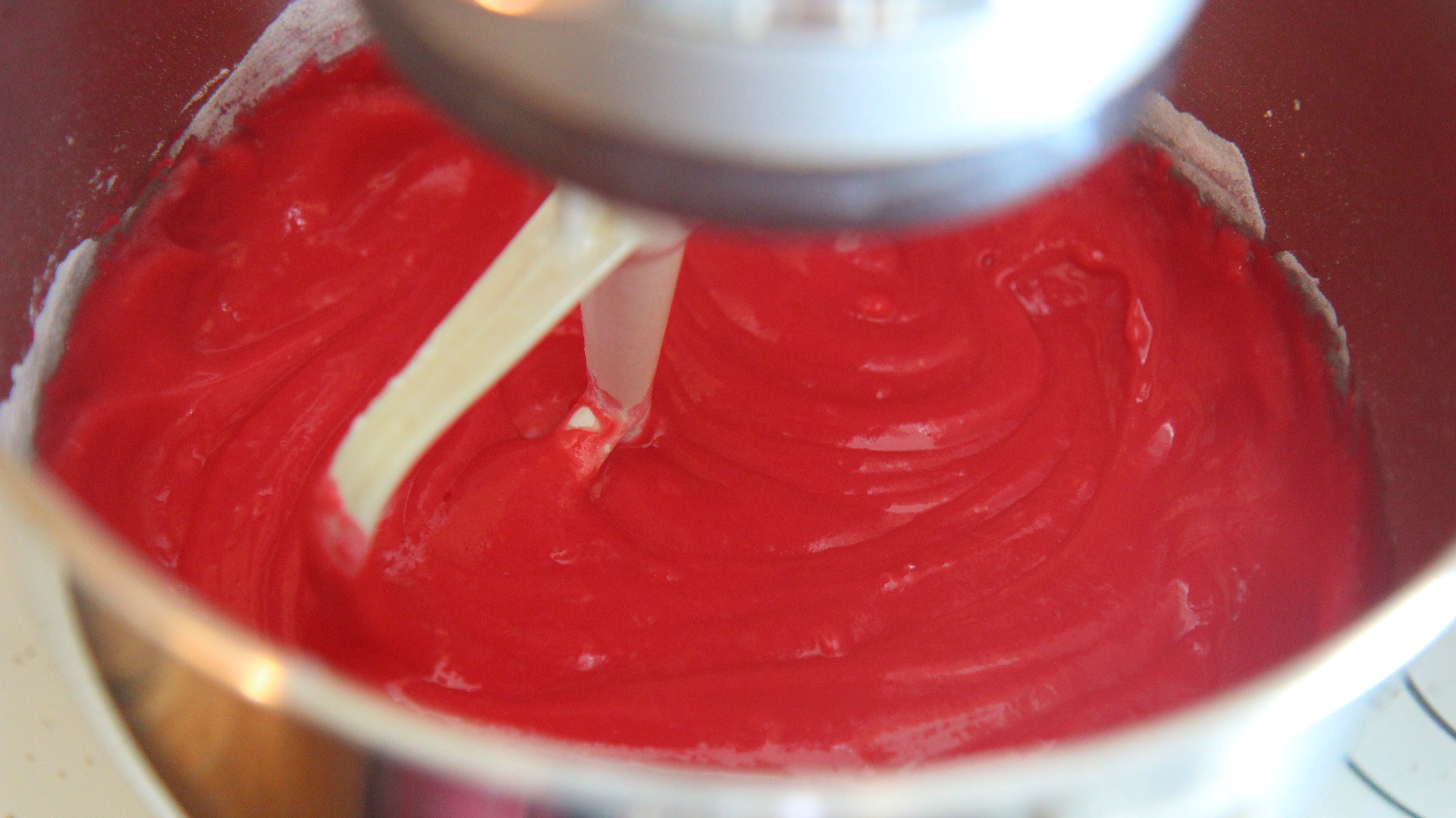 Mix and blend up the cake batter so it's bright and light