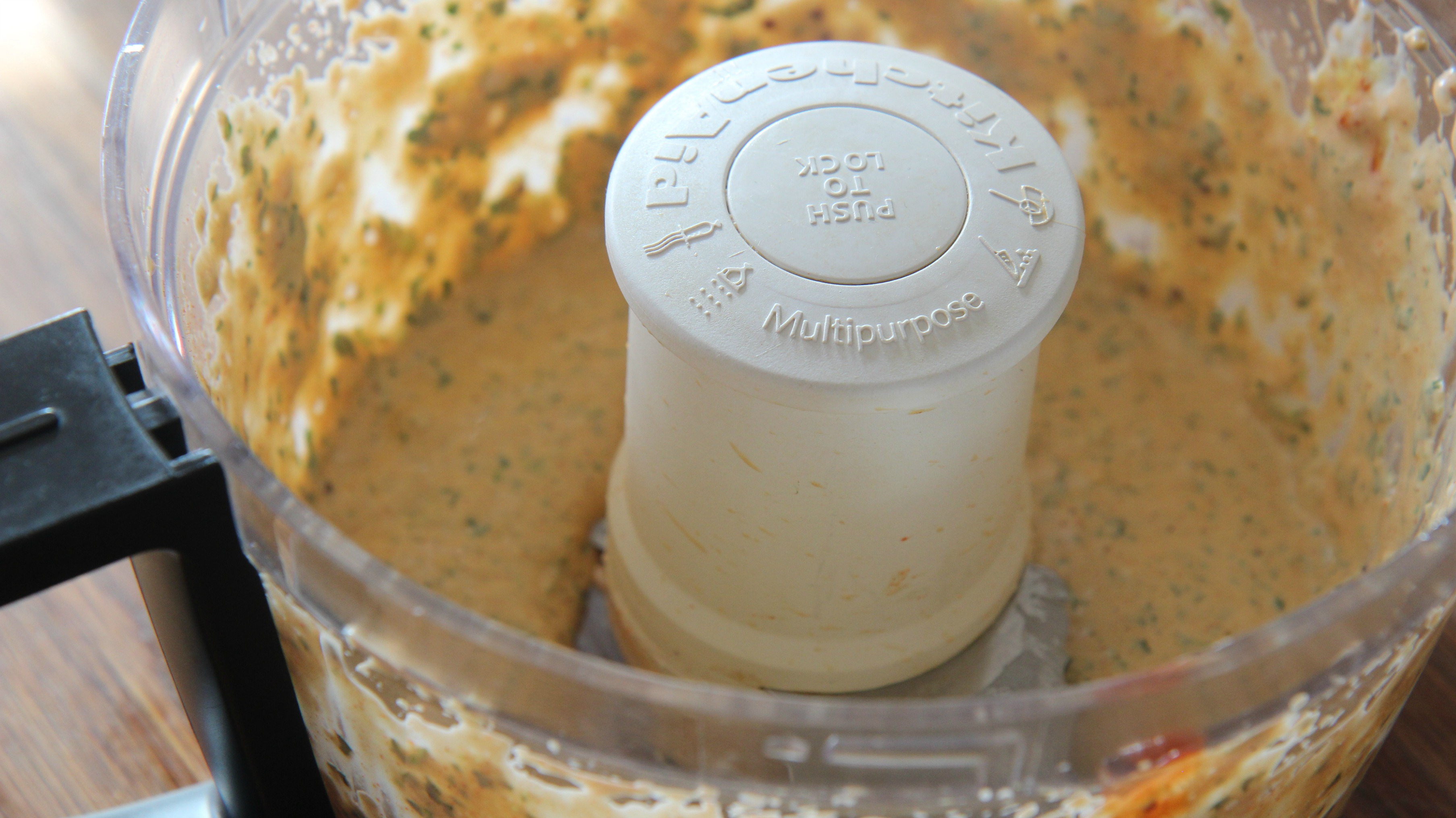 Remoulade sauce in a food processor.