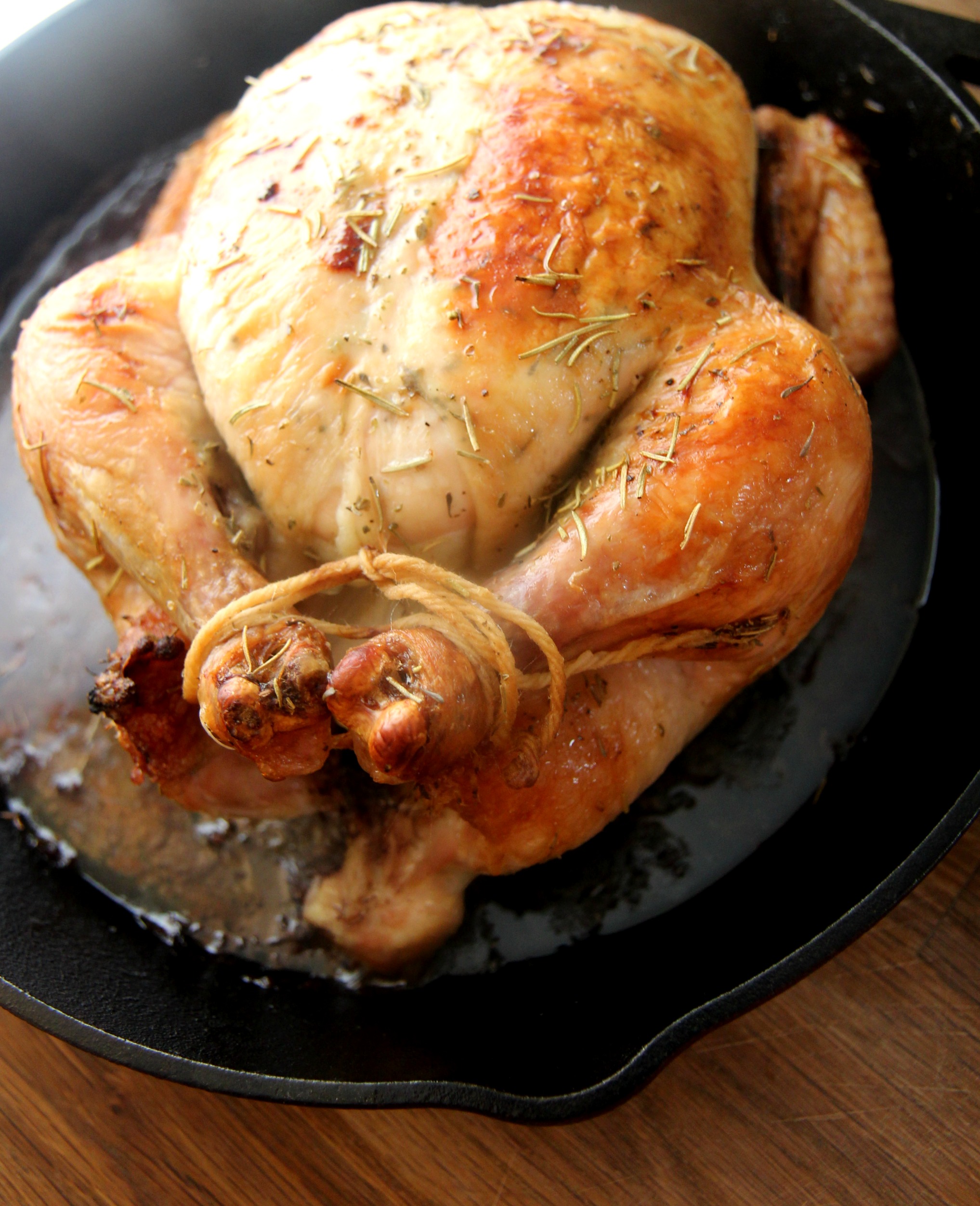 This juicy roasted chicken is smothered in herb butter and roasted to perfection