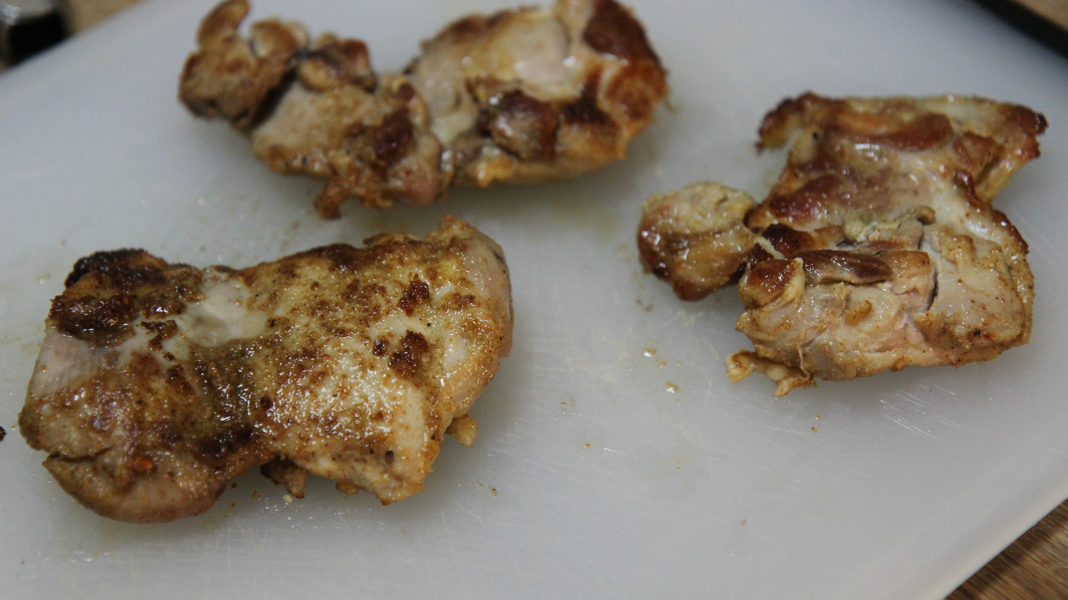perfectly seasoned chicken thighs.