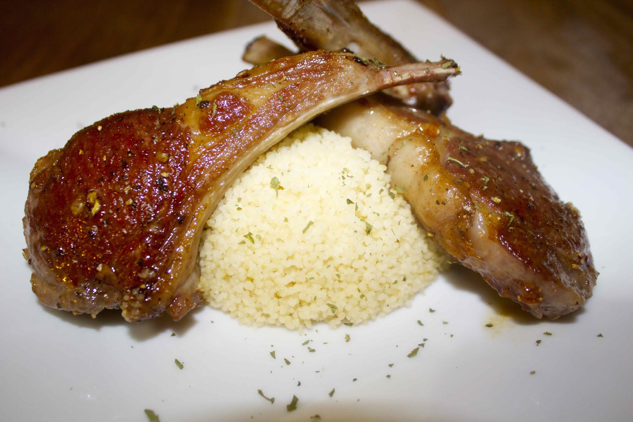 The spice blend and the glaze keep this refined and light to serve over couscous.