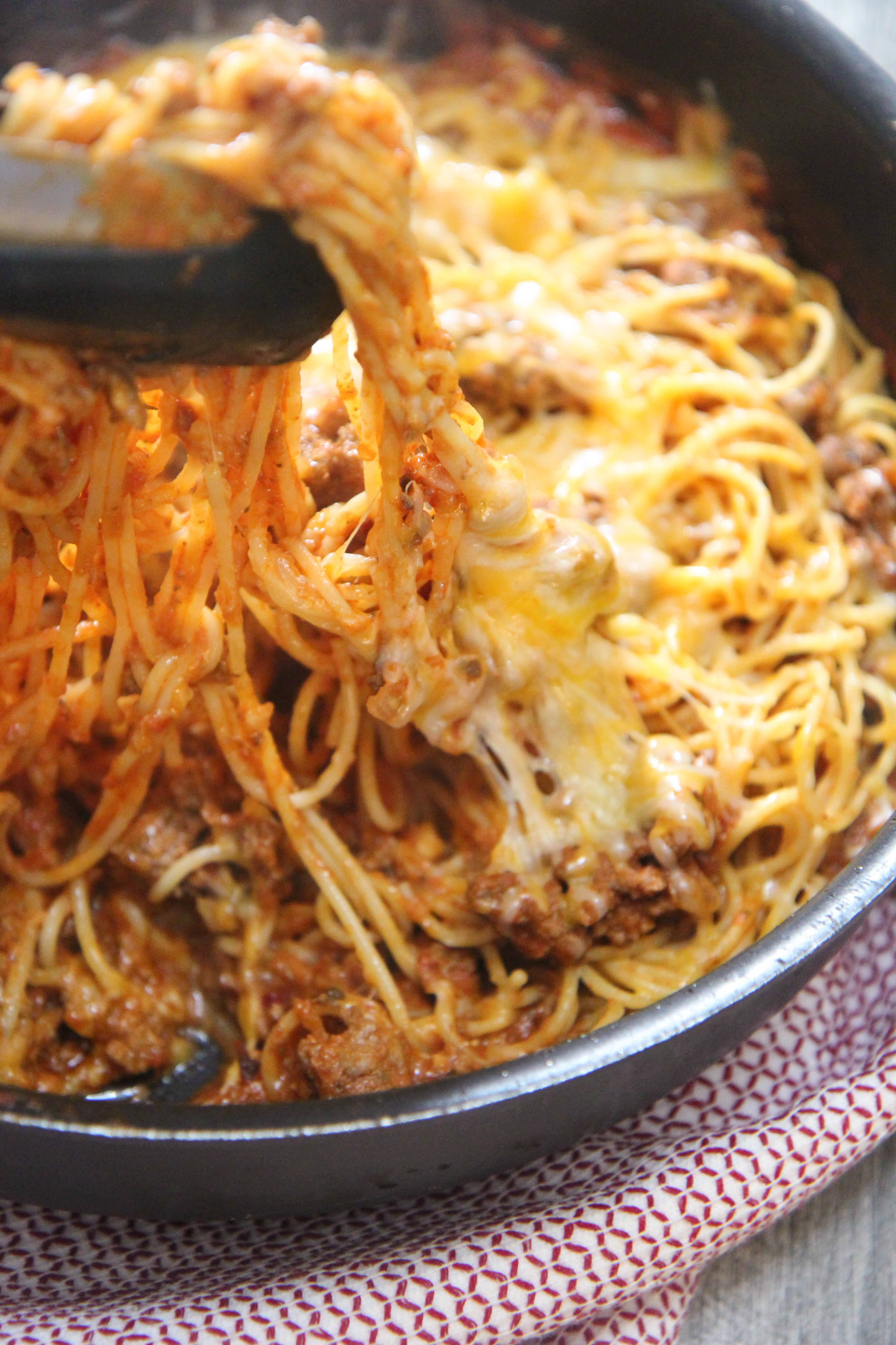 Perfectly seasoned, cheesy taco spaghetti is a quick dinner time solution. 