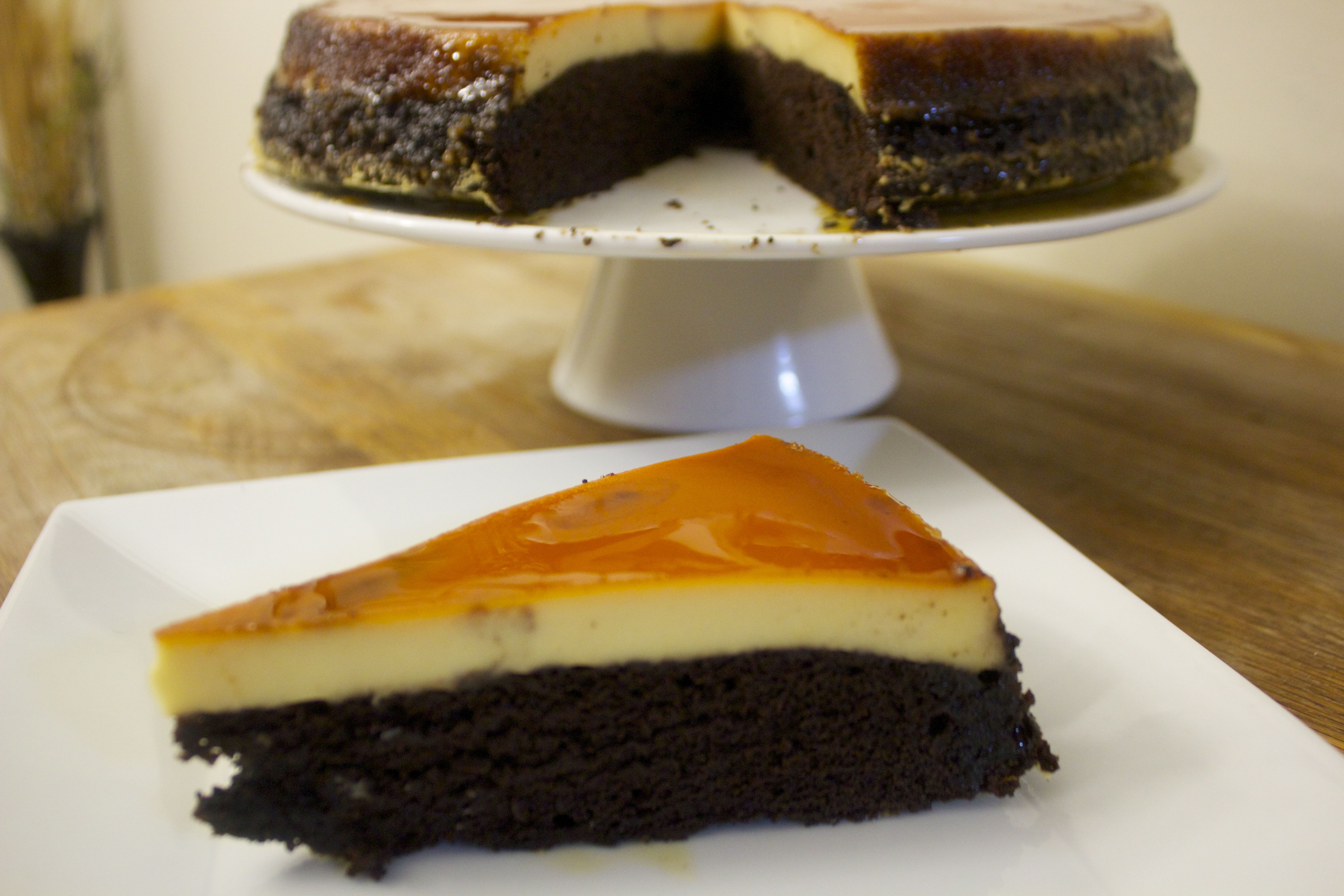 Nice healthy slice of flan with the glaze on top.