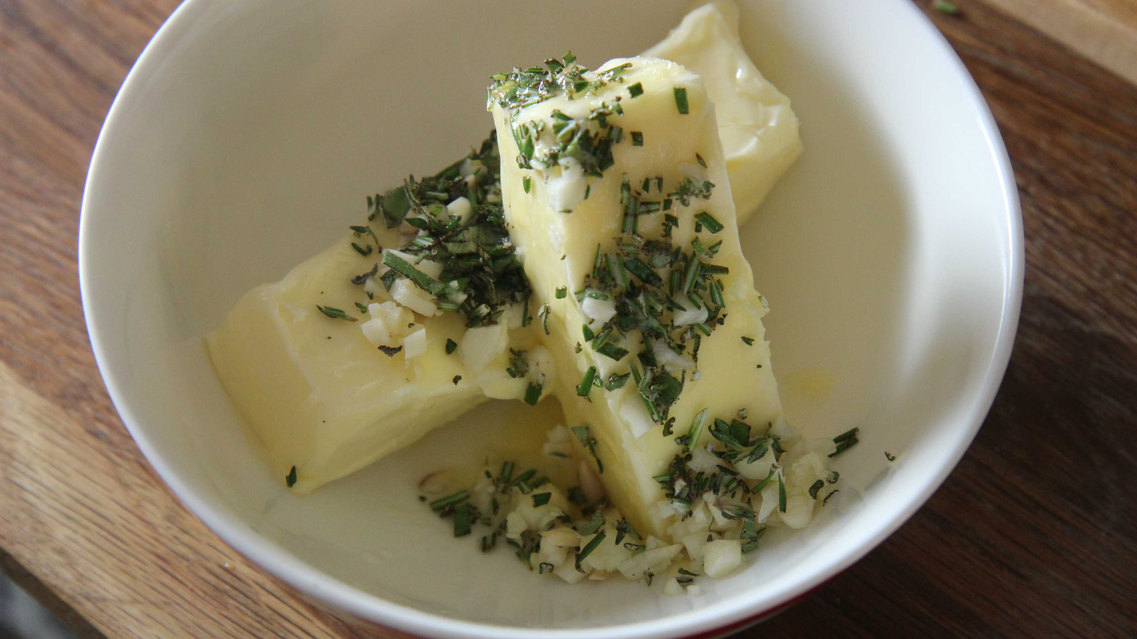 Garlic and herb butter mixture used to baste the turkey before baking.