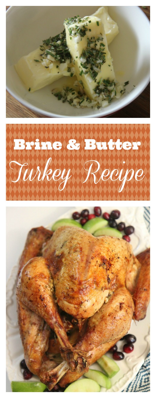 Brince & Butter Roasted Turkey recipe for Thanksgiving dinner.