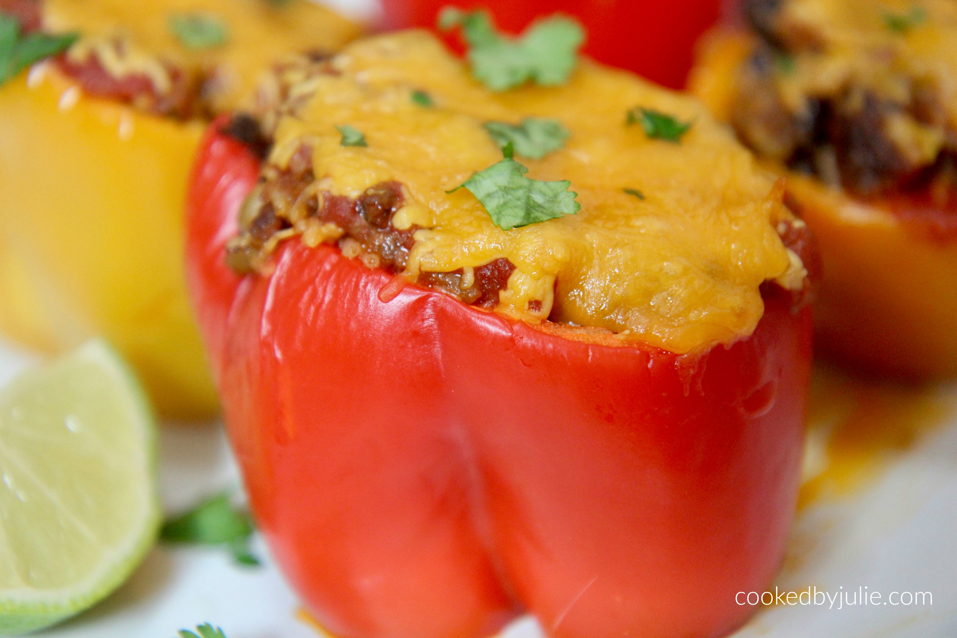 Make this stuffed peppers recipe a little healthier with brown rice instead of white
