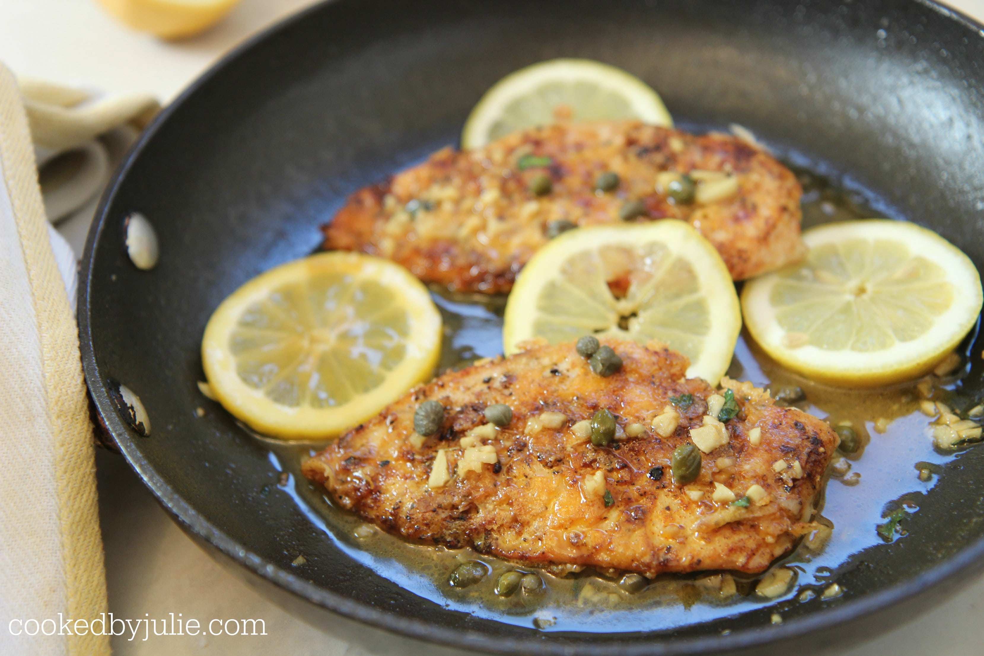 The sauce is simple and low carb getting the flavors from the lemon and capers.