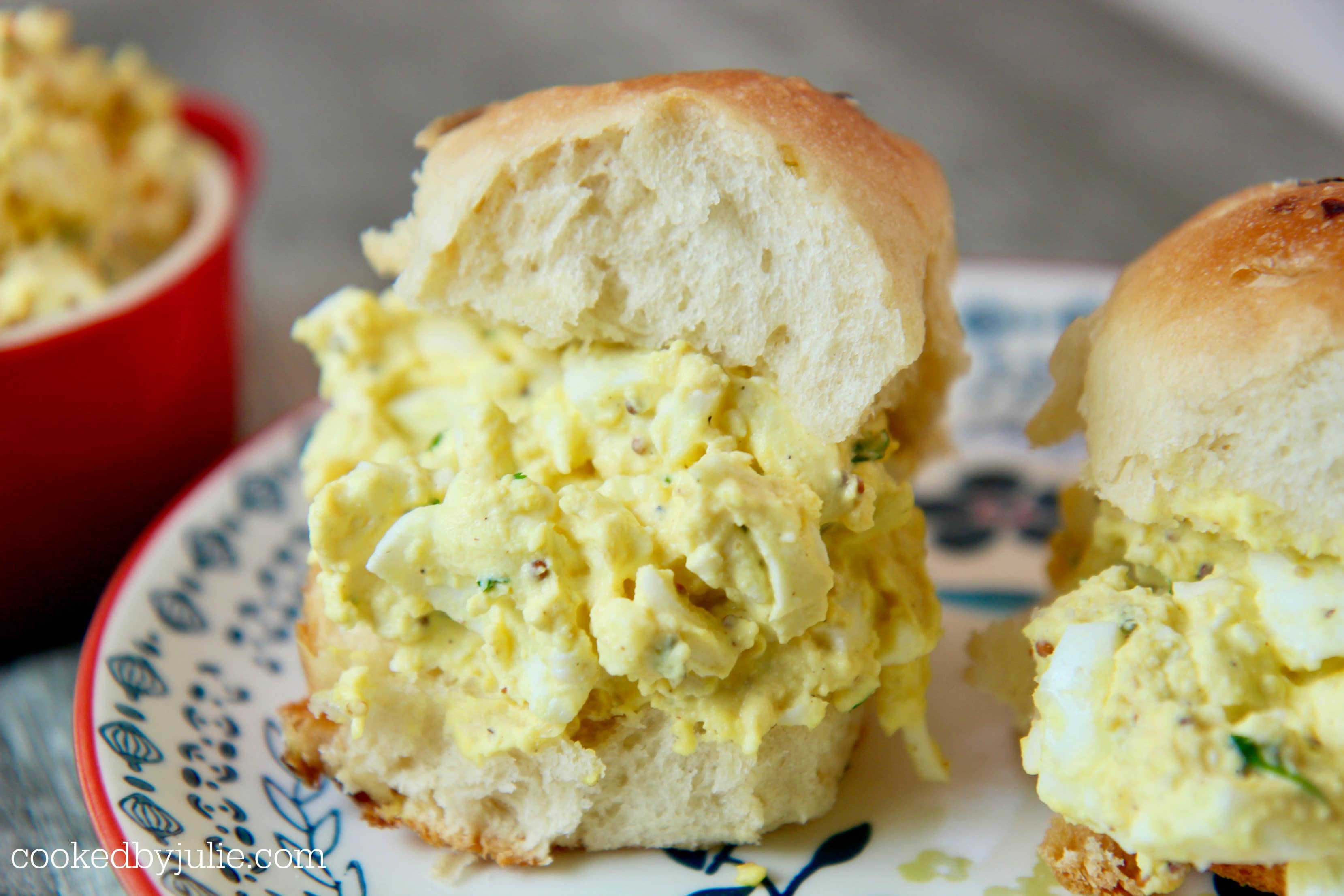 Egg salad sandwiches are a perfect busy weeknight meal or picnic lunch. 
