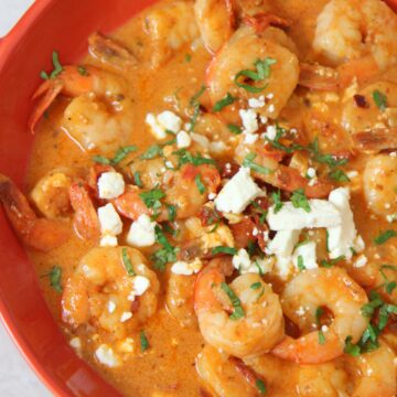 shrimp, feta cheese, parsley, and sun dried tomatoes