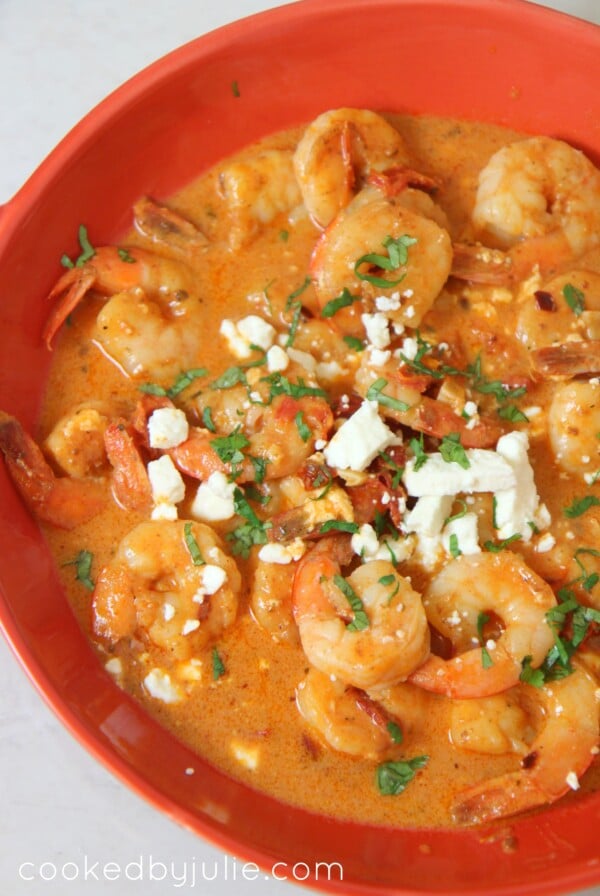 shrimp, feta cheese, parsley, and sun dried tomatoes