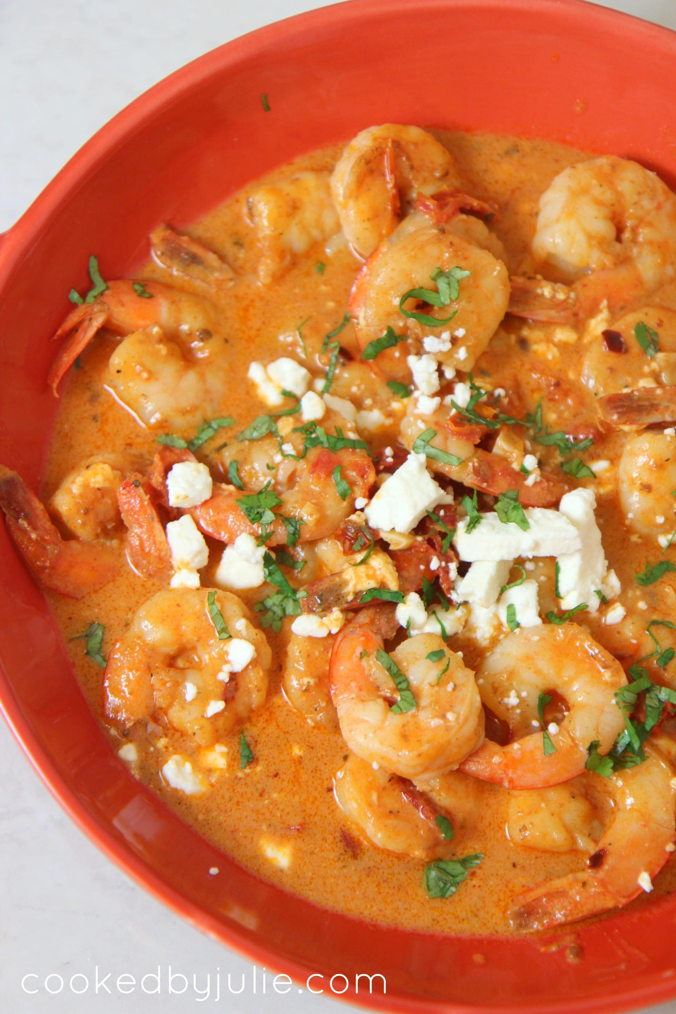 shrimp, feta cheese, parsley, and sun dried tomatoes