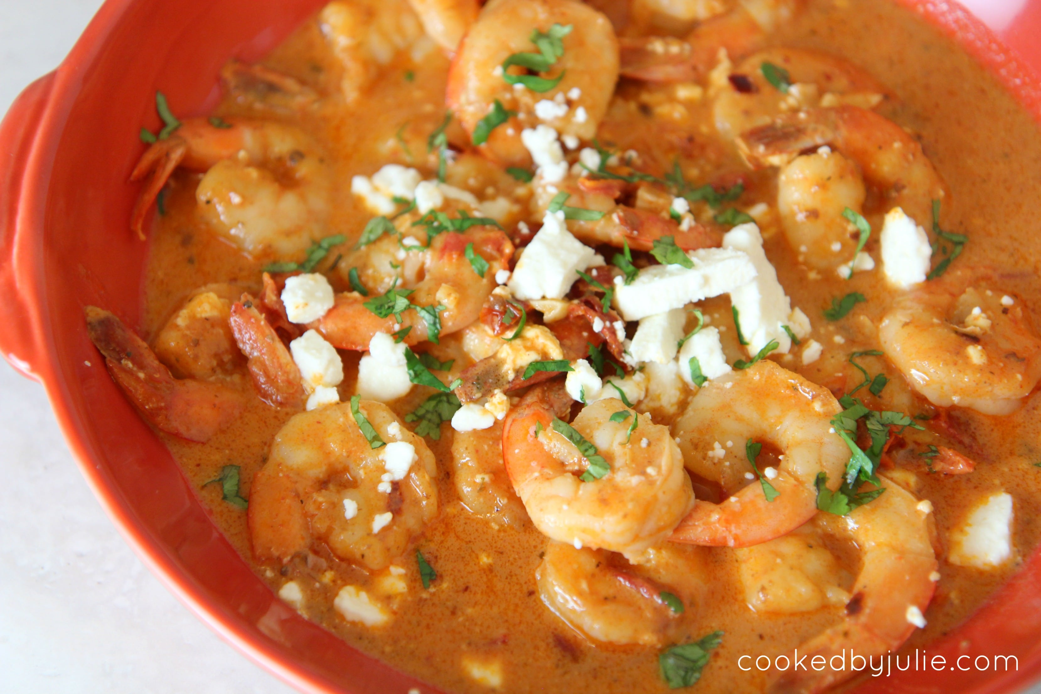 saucy shrimp in a bowl