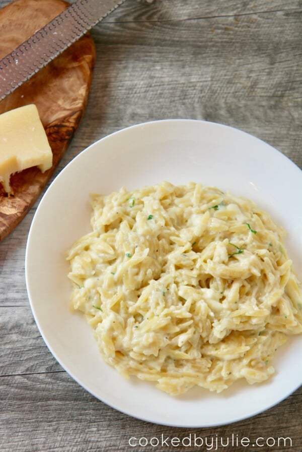 creamy garlic parmesan orzo