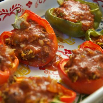 stuffed bell peppers with ground beef and rice