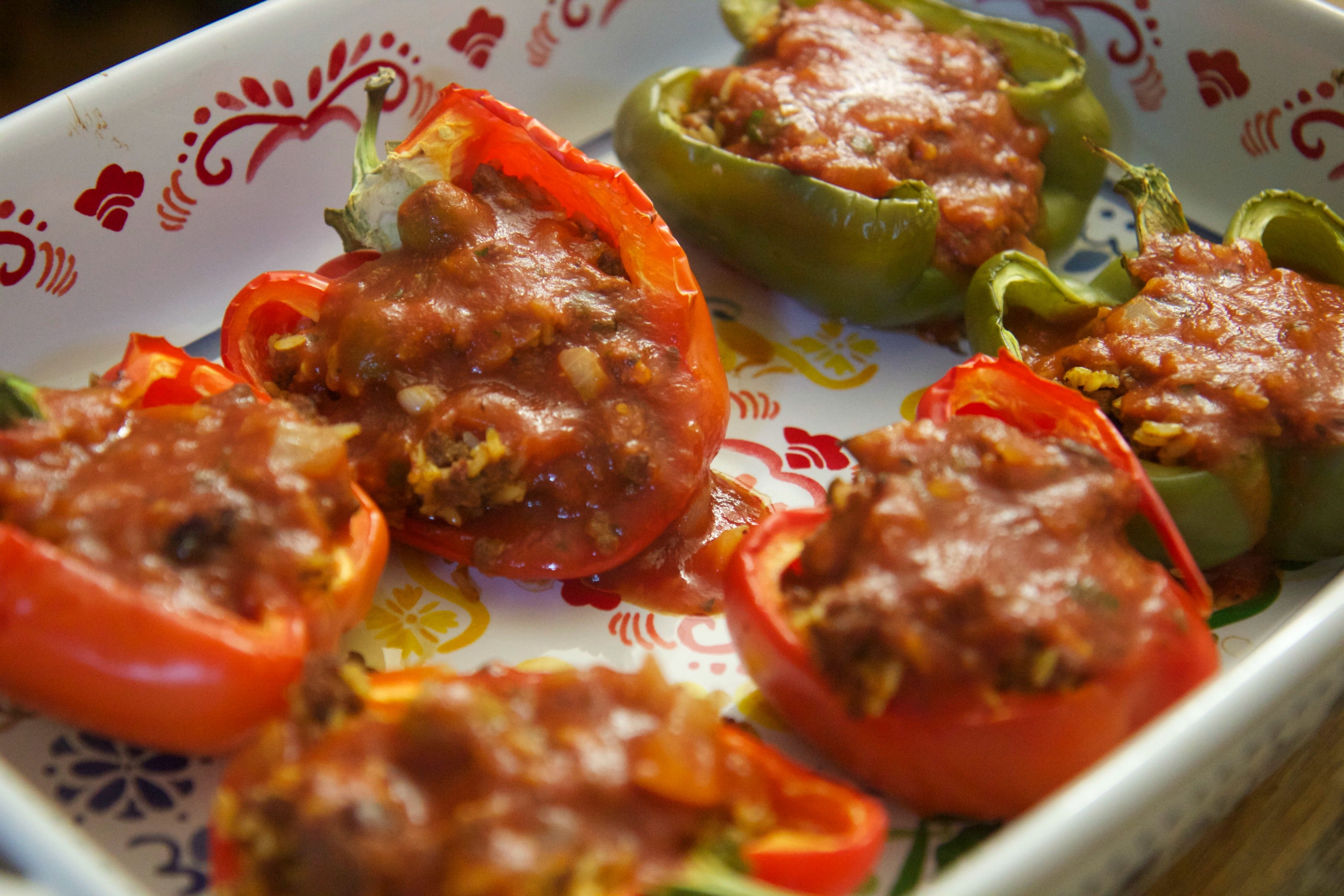 Cuban Stuffed Bell Peppers perfect with a tomato and avocado side salad!