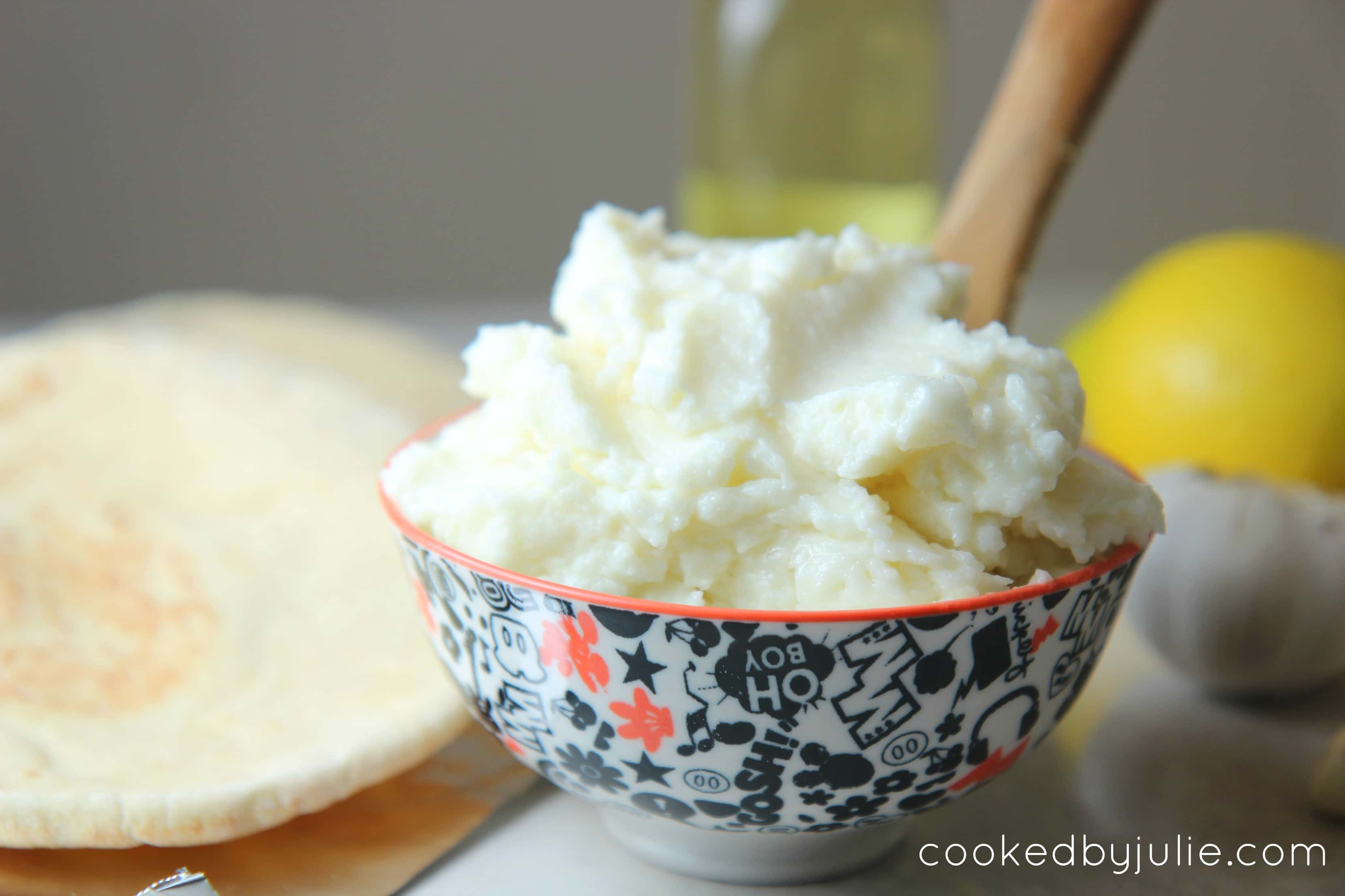 Traditional Lebanese garlic sauce is low carb and perfect for dipping some pita bread or veggies. 