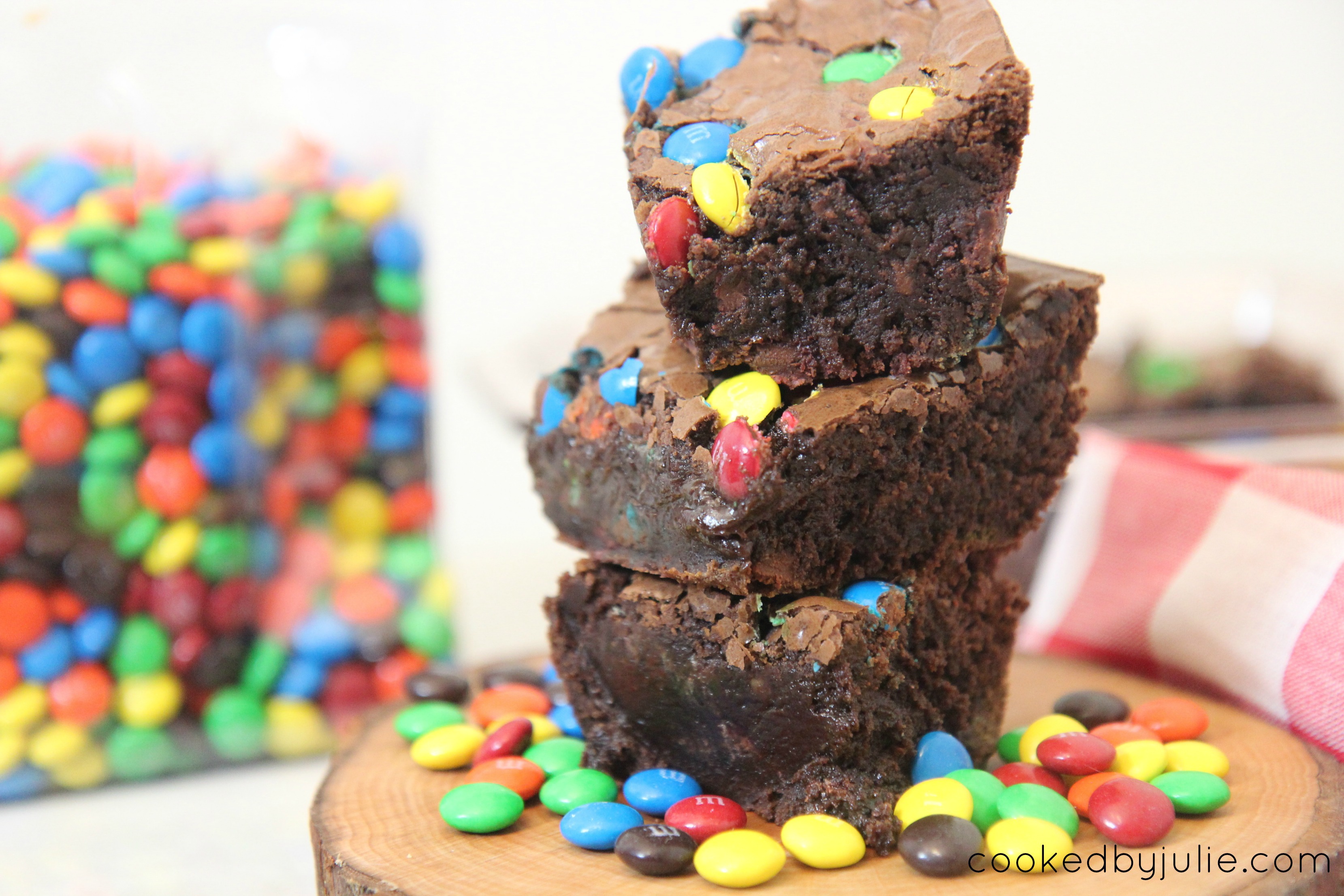 The best most fudgy brownies with M&M candies