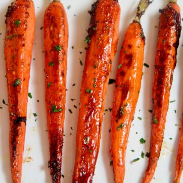 roasted carrots garnished with fresh parsley