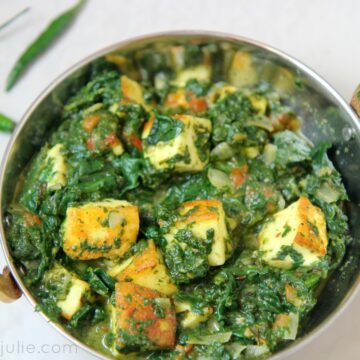 saag paneer in a bowl