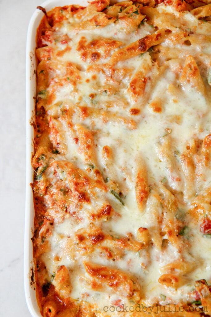 Easy Baked Ziti with Spinach Recipe Cooked by Julie