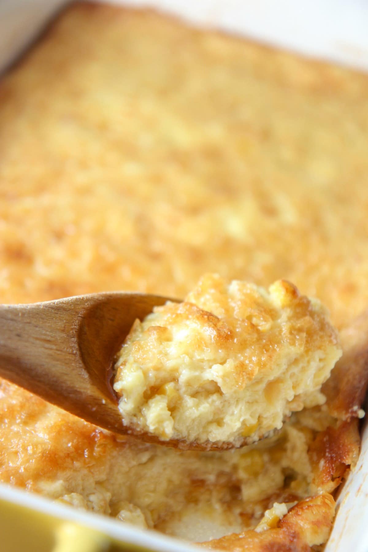 A spoonful of corn pudding 