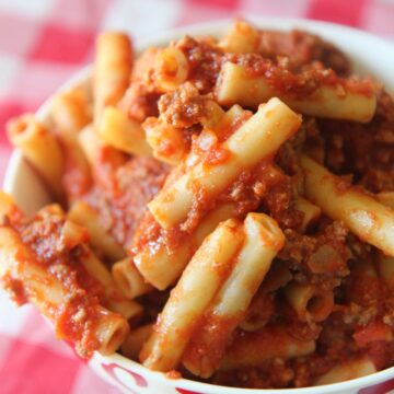 a small bowl of beefaroni