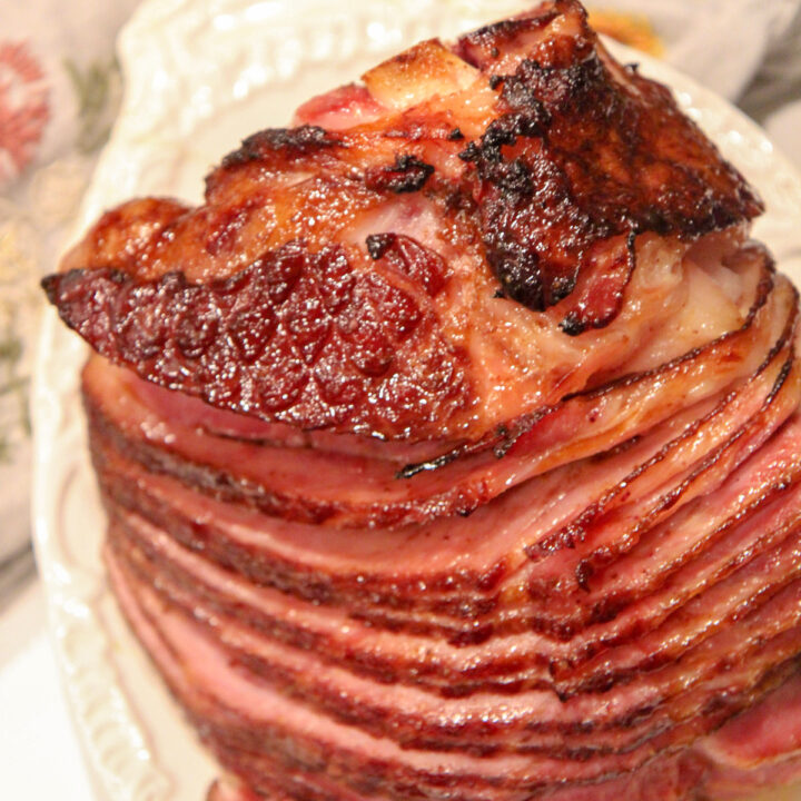 Baked Ham with Brown Sugar Glaze + video included Cooked by Julie