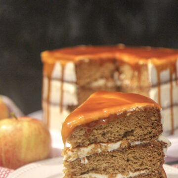 salted caramel apple cake slice