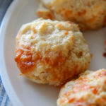 cheese biscuits on a white plate