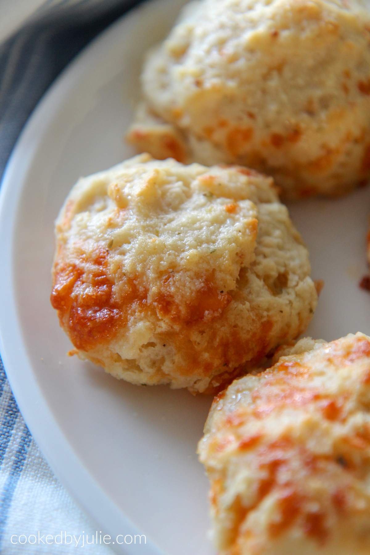 cheese biscuits on a white plate