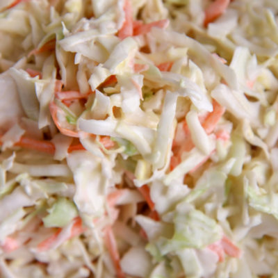 a closeup of coleslaw in a bowl