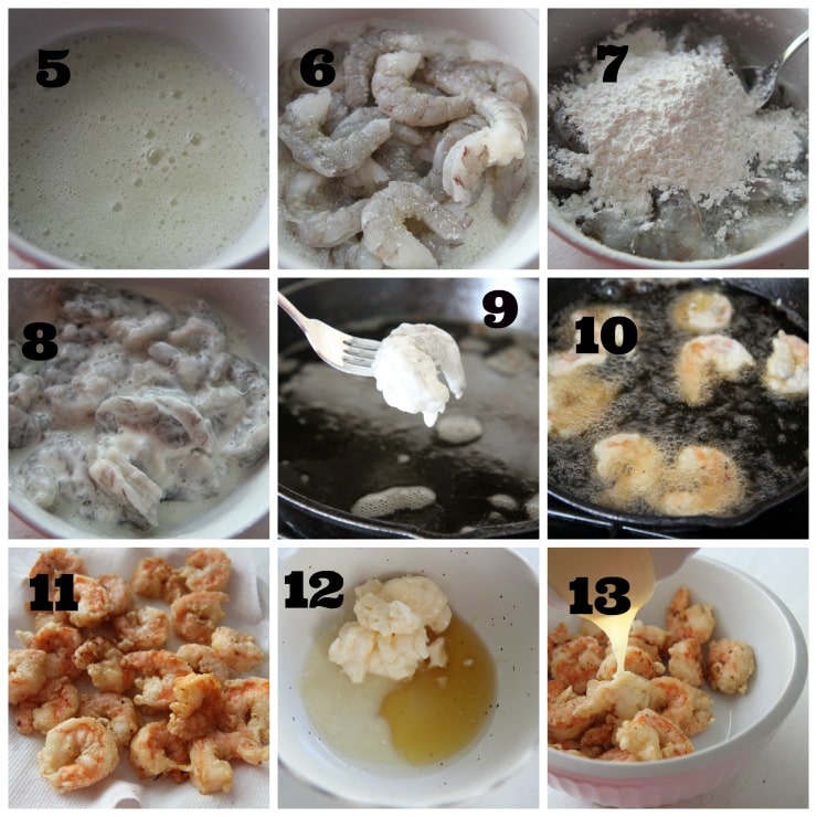 honey walnut shrimp cooking process collage 