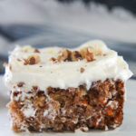 a slice of carrot cake up close