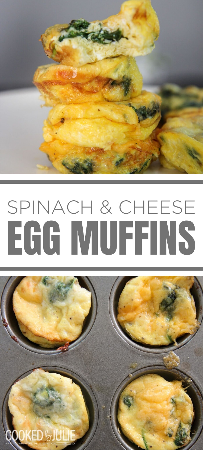 Breakfast Egg Muffins with Spinach and Cheese - Cooked by Julie