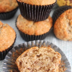 a banana muffin split open