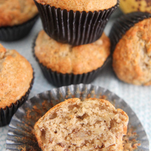 a banana muffin split open