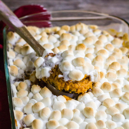 Sweet Potato Casserole with Mini Marshmallows - Cooked by Julie