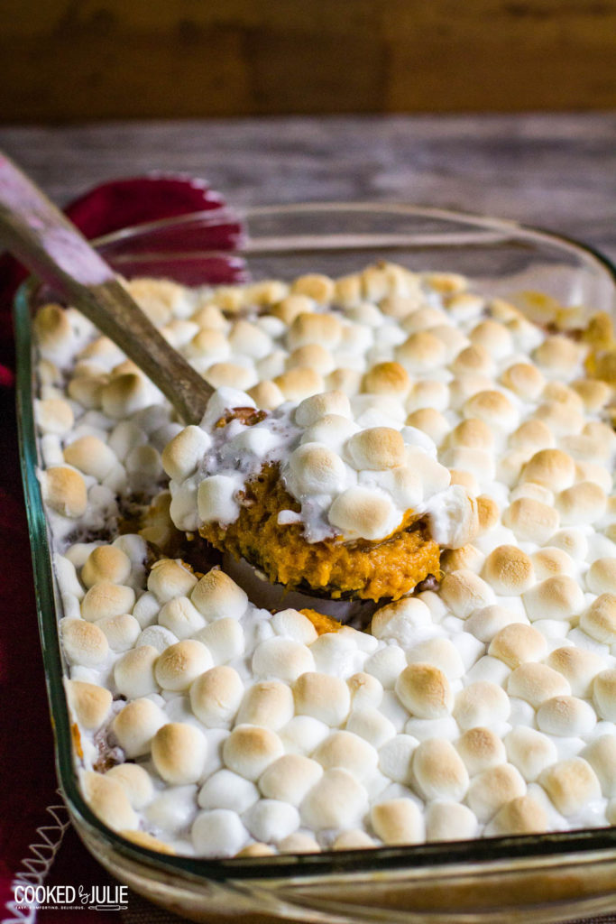 Sweet Potato Casserole with Mini Marshmallows - Cooked by Julie