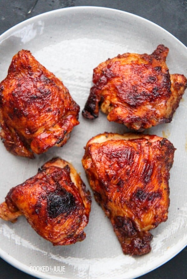 four pieces of poultry on a plate